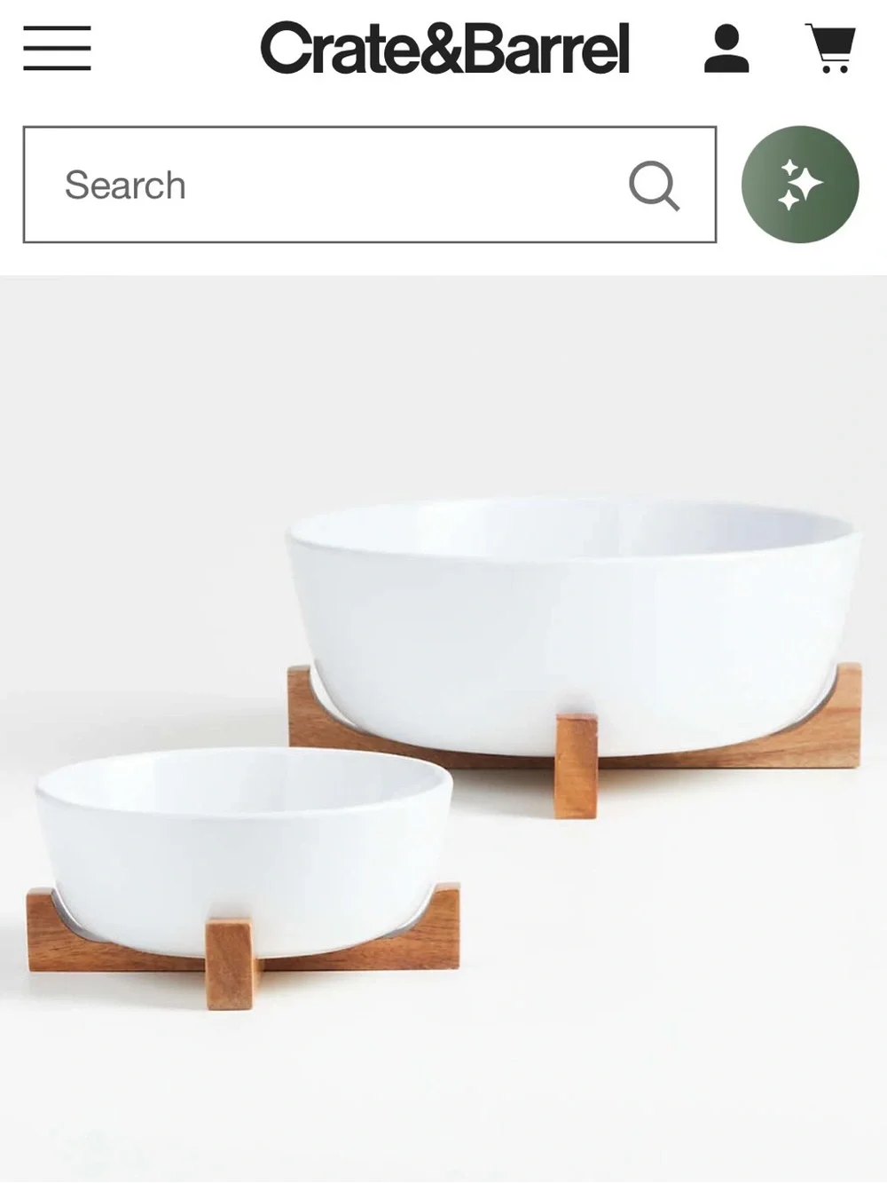 Crate&Barrel Oven-to-Table Large Serve Bowl with Acacia Wood Trivet